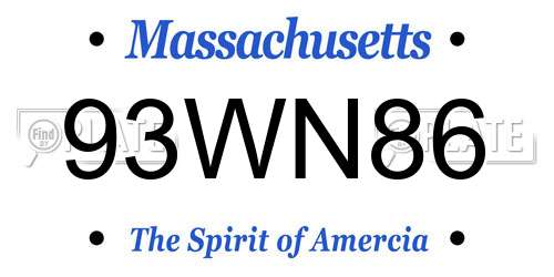 93WN86 Massachusetts License Plate
