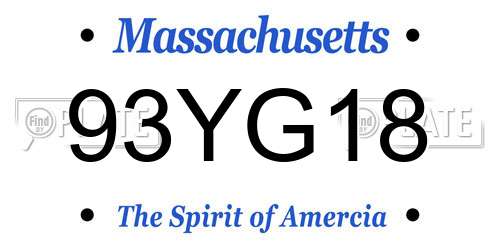 93YG18 Massachusetts License Plate