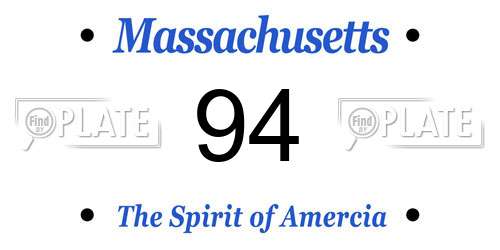 94 Massachusetts License Plate