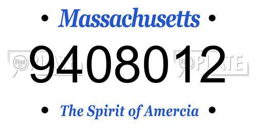 9408012 Massachusetts License Plate