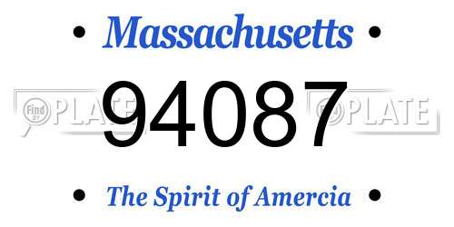94087 Massachusetts License Plate