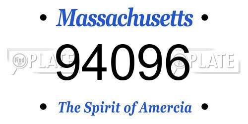94096 Massachusetts License Plate