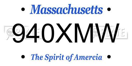 940XMW Massachusetts License Plate