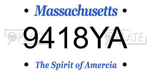 9418YA Massachusetts License Plate
