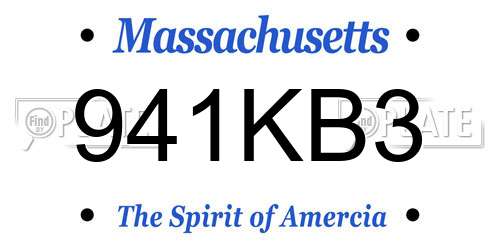 941KB3 Massachusetts License Plate