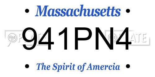 941PN4 Massachusetts License Plate