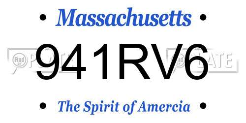941RV6 Massachusetts License Plate