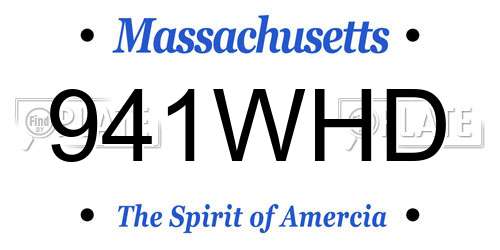 941WHD Massachusetts License Plate