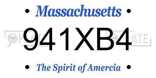 941XB4 Massachusetts License Plate