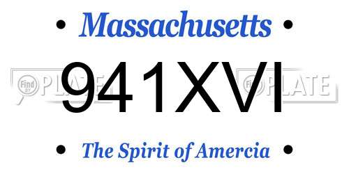 941XVI Massachusetts License Plate