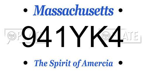 941YK4 Massachusetts License Plate