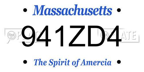 941ZD4 Massachusetts License Plate