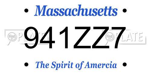 941ZZ7 Massachusetts License Plate