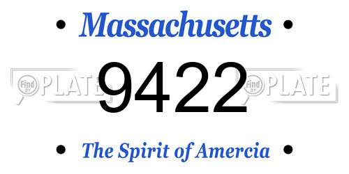 9422 Massachusetts License Plate