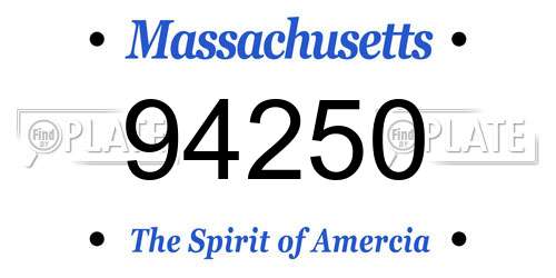 94250 Massachusetts License Plate