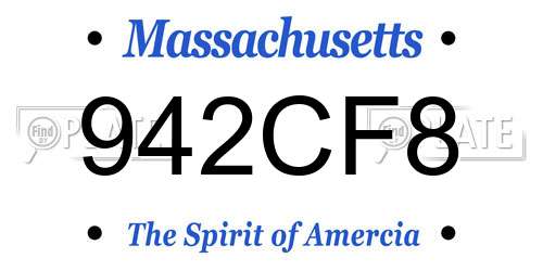 942CF8 Massachusetts License Plate