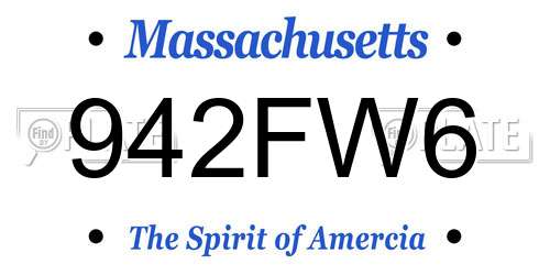 942FW6 Massachusetts License Plate