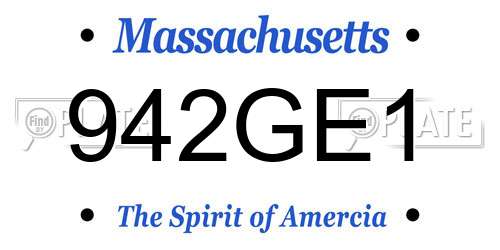 942GE1 Massachusetts License Plate