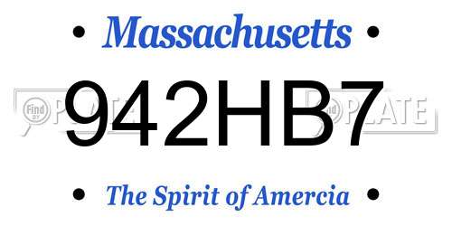 942HB7 Massachusetts License Plate