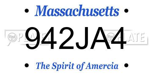 942JA4 Massachusetts License Plate