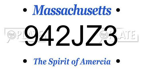 942JZ3 Massachusetts License Plate