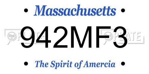 942MF3 Massachusetts License Plate