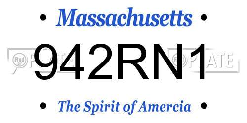 942RN1 Massachusetts License Plate