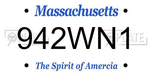 942WN1 Massachusetts License Plate