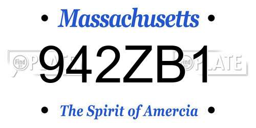 942ZB1 Massachusetts License Plate