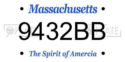 9432BB Massachusetts License Plate
