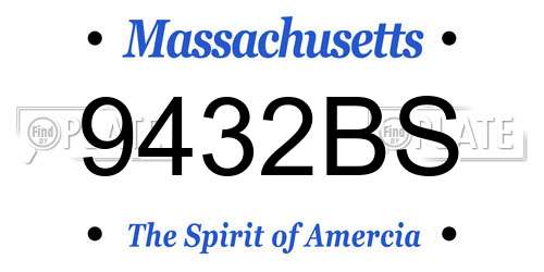 9432BS Massachusetts License Plate