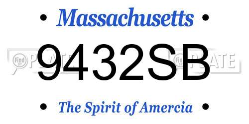 9432SB Massachusetts License Plate
