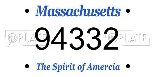 94332 Massachusetts License Plate
