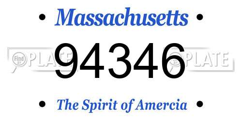 94346 Massachusetts License Plate