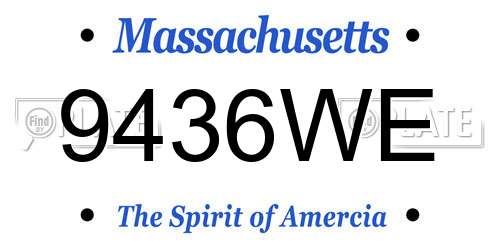 9436WE Massachusetts License Plate