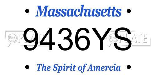 9436YS Massachusetts License Plate