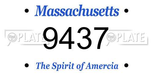 9437 Massachusetts License Plate