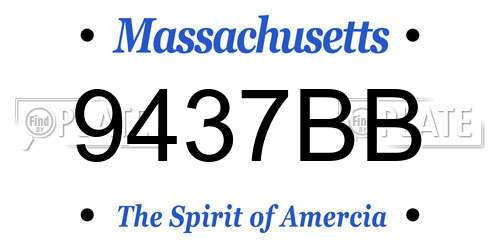 9437BB Massachusetts License Plate