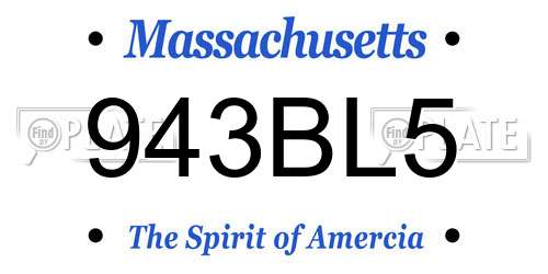 943BL5 Massachusetts License Plate