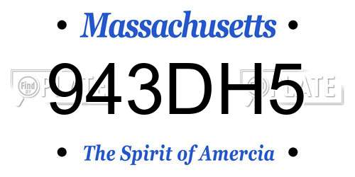 943DH5 Massachusetts License Plate
