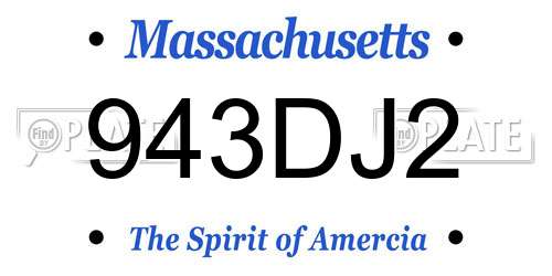 943DJ2 Massachusetts License Plate
