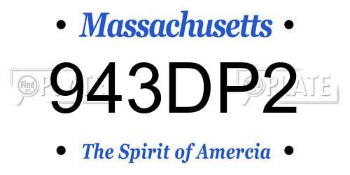 943DP2 Massachusetts License Plate