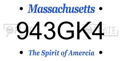 943GK4 Massachusetts License Plate