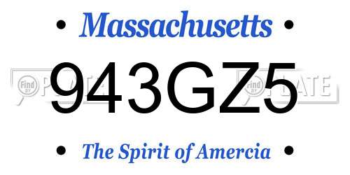 943GZ5 Massachusetts License Plate