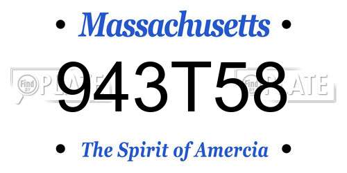 943T58 Massachusetts License Plate