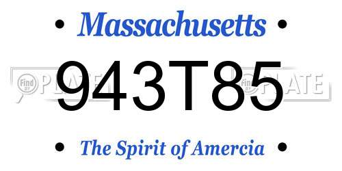 943T85 Massachusetts License Plate