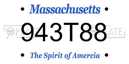 943T88 Massachusetts License Plate