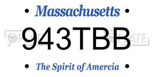 943TBB Massachusetts License Plate