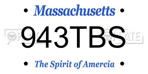 943TBS Massachusetts License Plate