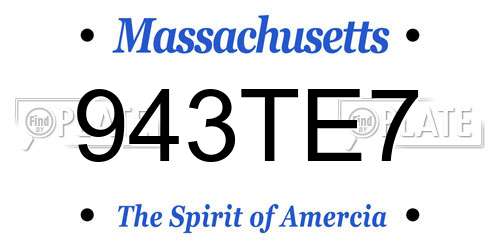 943TE7 Massachusetts License Plate